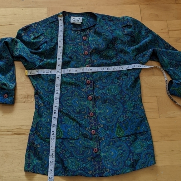 VINTAGE Cami petites mulberry lime and turquoise shoulder pad blouse @i - Picture 6 of 10